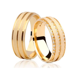 Aliança de casamento em ouro18k  Reta com acabamento fosco diamantado  - PAR - OROS