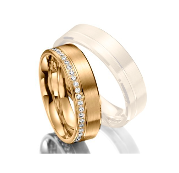 Aliança Reta Com Pedras - Feminina - OROS