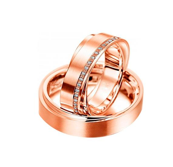 Aliança em ouro rosé Aro duplo  - PAR - OROS