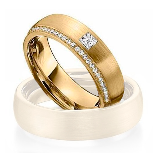 Aliança Ouro 18k Semi Abaulada Com Acabamento Fosco Riscado - Feminina - OROS