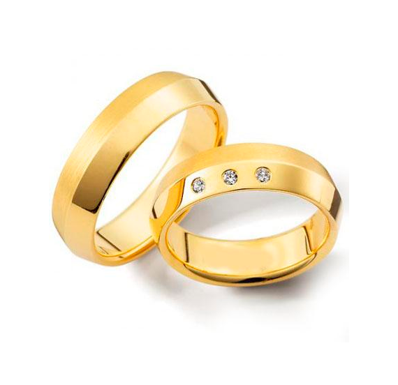 Aliança de casamento em ouro18k Chanfrada - PAR - OROS