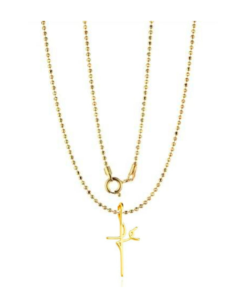 Corrente Bolinha De Ouro e pingente " Vou na Fé ".